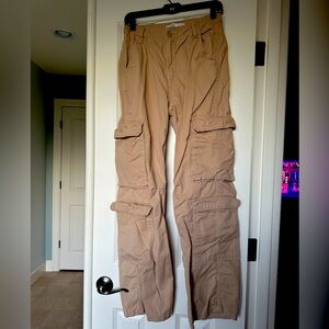 Bershka Tan Cargo Pants Wide Leg Size 4